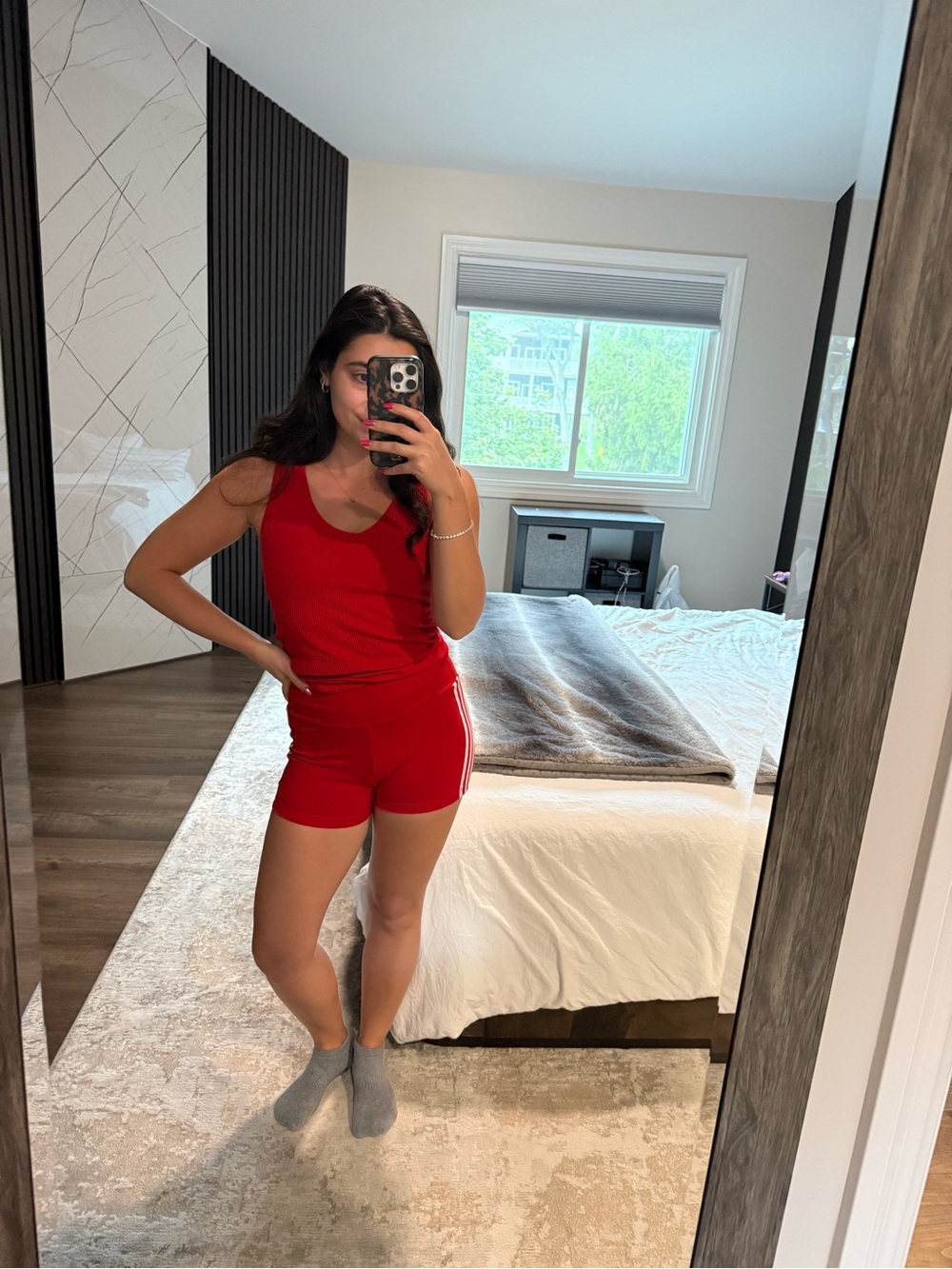 adidas Red Tank Top and Shorts Set